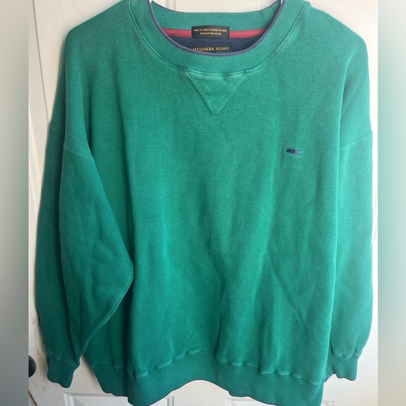 Alexander Julian Colours Men’s Vintage 90s Green Crew Neck Cotton Pullover Sz L - Picture 1 of 6